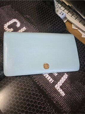 Authentic Chanel Bifold Long Wallet in Blue